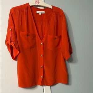 100% silk AMANDA UPRICHARD Orange Button-Up Blouse